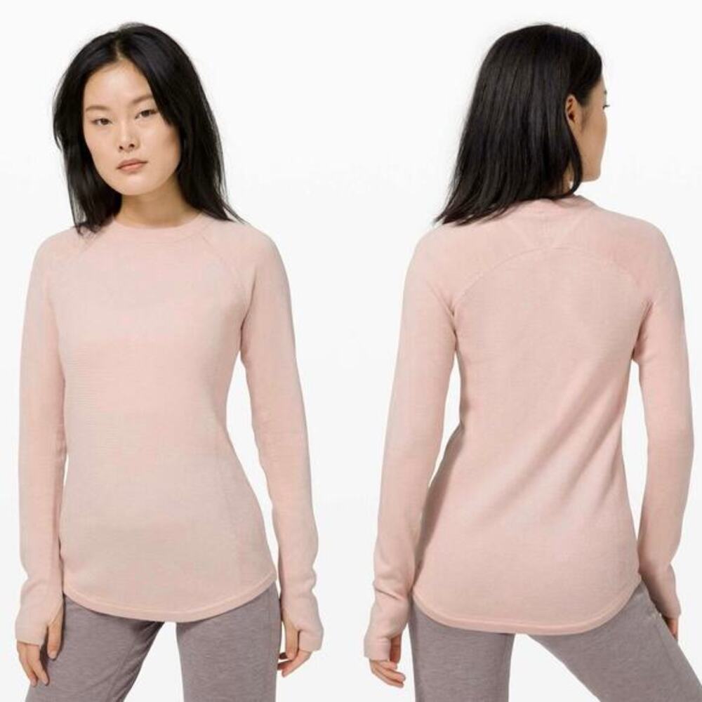 Lululemon Sit In Lotus Sweater Feather Pink Merino Wool Pullover Sweater XS/S
